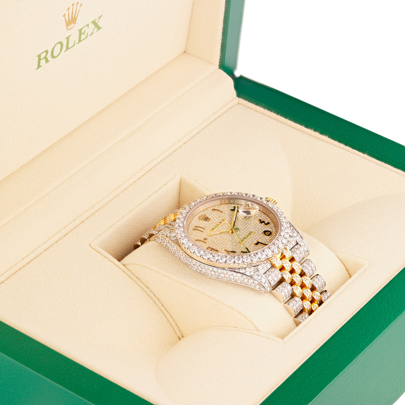 Iced Out Rolex DateJust 36 mm with Full Diamond Arabic Dial; 10 carats