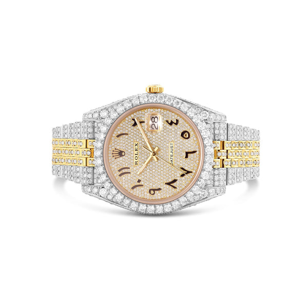 Iced Out Rolex DateJust 36 mm with Full Diamond Arabic Dial; 10 carats