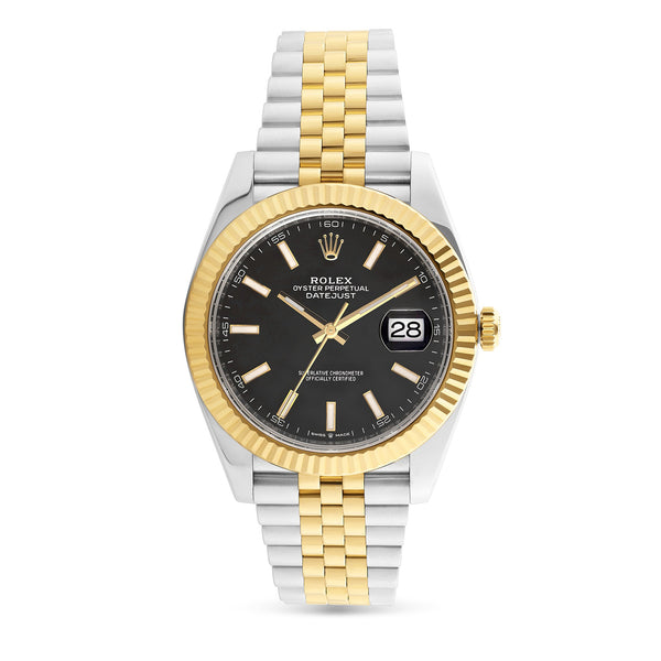 Rolex DateJust Black Stick Dial with Two-Tone Jubilee Bracelet 126333