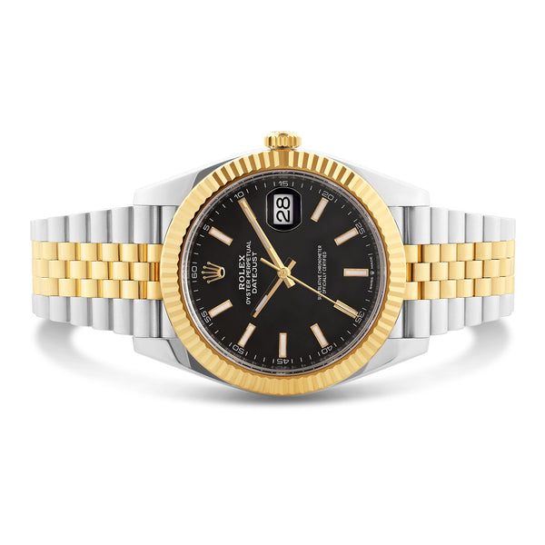 Rolex DateJust Black Stick Dial with Two-Tone Jubilee Bracelet 126333
