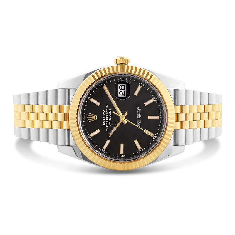 Rolex DateJust Black Stick Dial with Two-Tone Jubilee Bracelet 126333