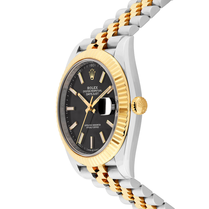 Rolex DateJust Black Stick Dial with Two-Tone Jubilee Bracelet 126333
