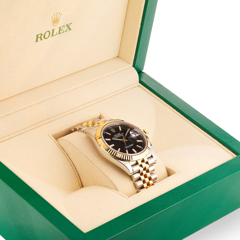 Rolex DateJust Black Stick Dial with Two-Tone Jubilee Bracelet 126333