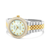 Gold Rolex Datejust 36mm 16233 for Men with Light Blue Dial & Diamond Bezel