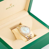 Gold Rolex Datejust 36mm 16233 for Men with Light Blue Dial & Diamond Bezel