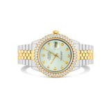 Gold Rolex Datejust 36mm 16233 for Men with Light Blue Dial & Diamond Bezel