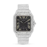 Fully Iced Out Cartier Santos 40 mm, Black Dial