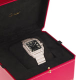 Fully Iced Out Cartier Santos 40 mm, Black Dial