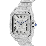 Full Diamond Santos de Cartier Watch with Silver Dial