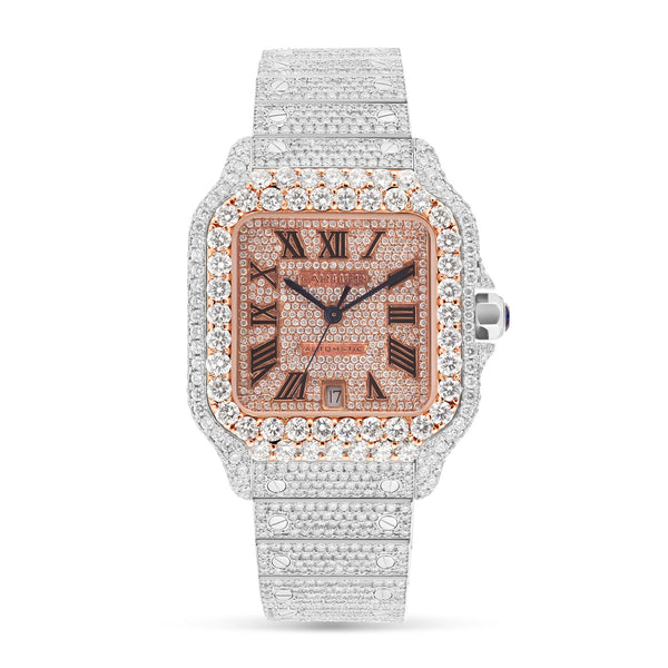 Full Diamond Cartier Santos 40 mm Rose Gold Diamond Dial WSSA0018