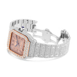 Full Diamond Cartier Santos 40 mm Rose Gold Diamond Dial WSSA0018