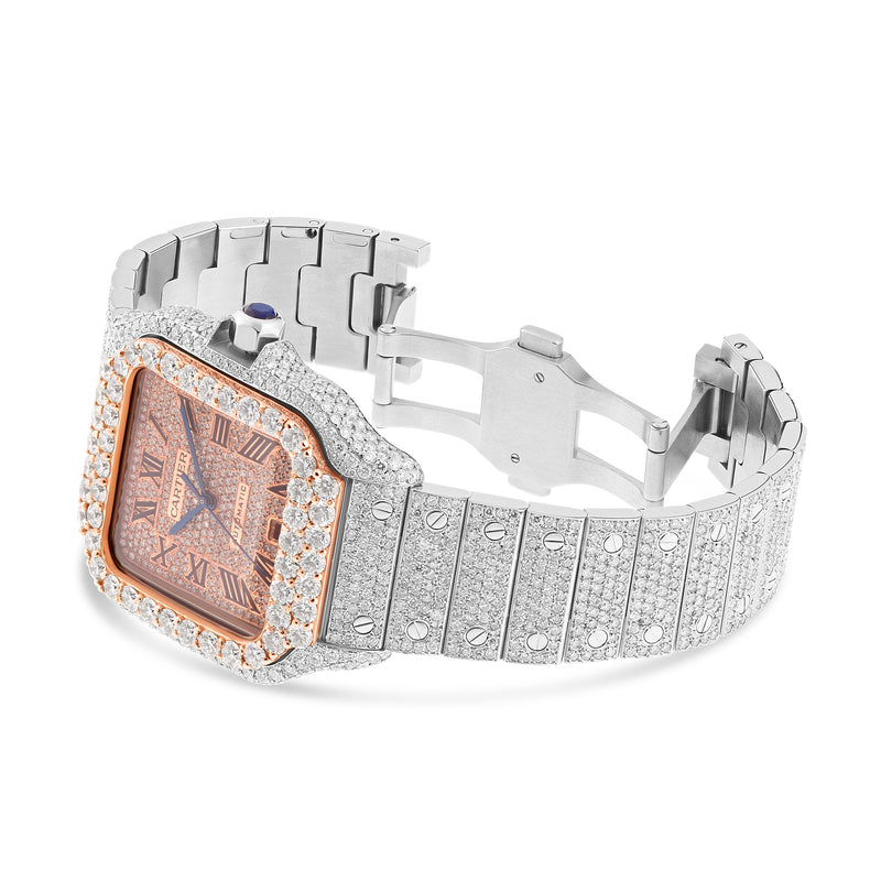 Full Diamond Cartier Santos 40 mm Rose Gold Diamond Dial WSSA0018
