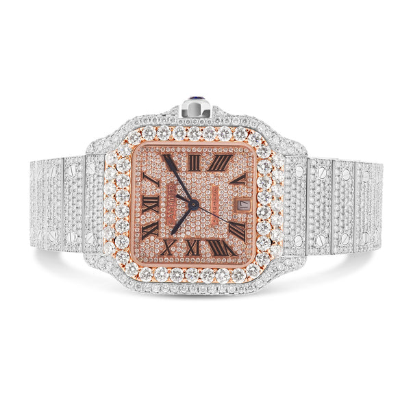 Full Diamond Cartier Santos 40 mm Rose Gold Diamond Dial WSSA0018