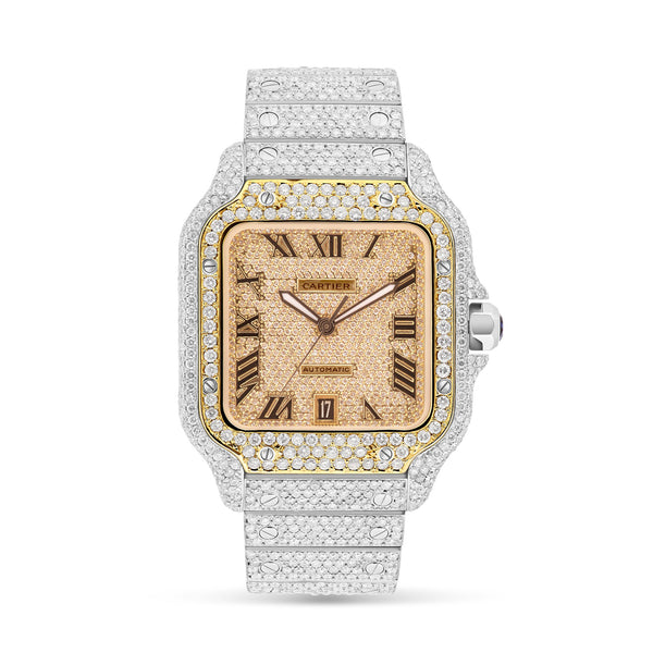 Full Diamond Santos de Cartier 41 mm with Yellow Diamond Dial