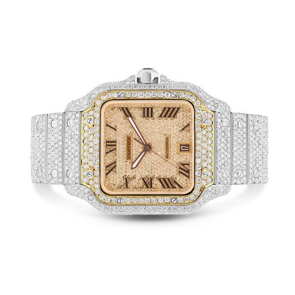 Full Diamond Santos de Cartier 41 mm with Yellow Diamond Dial