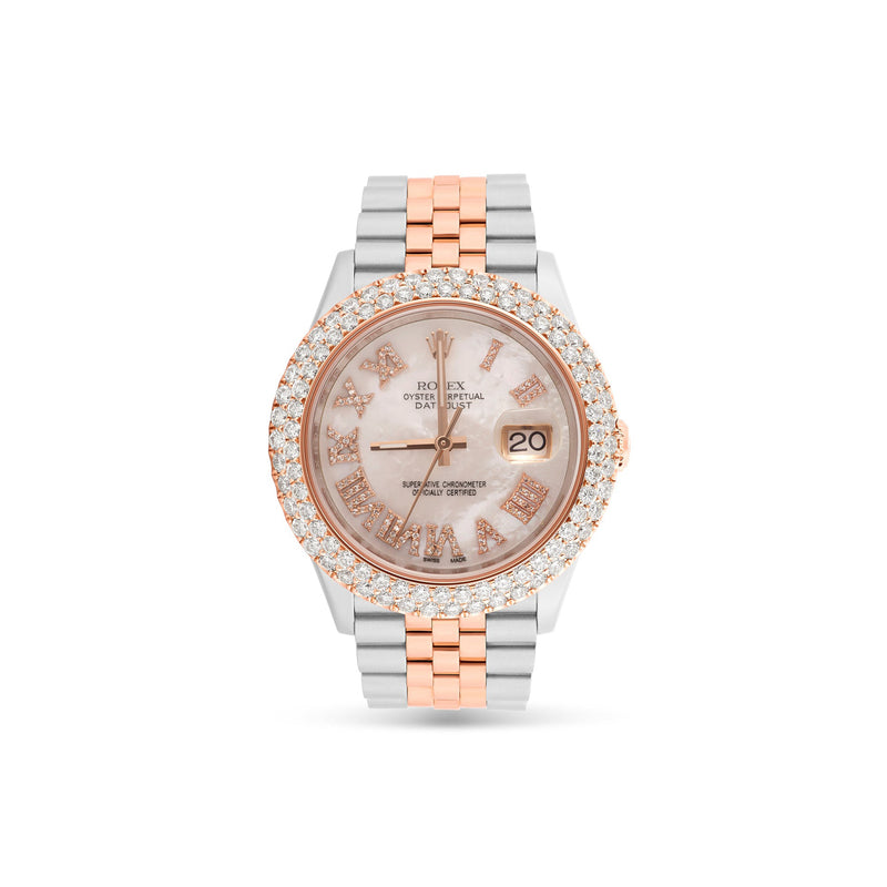 Two-Tone Rolex DateJust 36 mm with Mother Of Pearl Dial & Two-Row Diamond Bezel