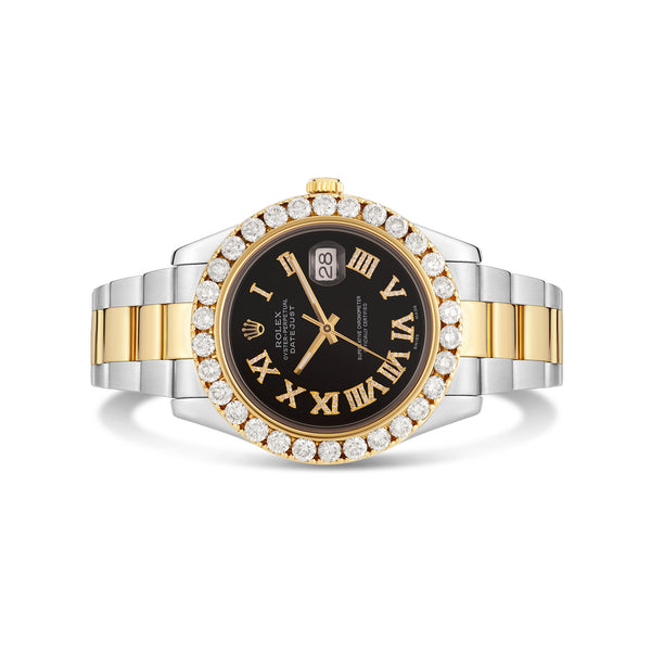 Rolex DateJust 41 mm with Black Diamond Dial with Two-Tone Oyster Bracelet; 116333