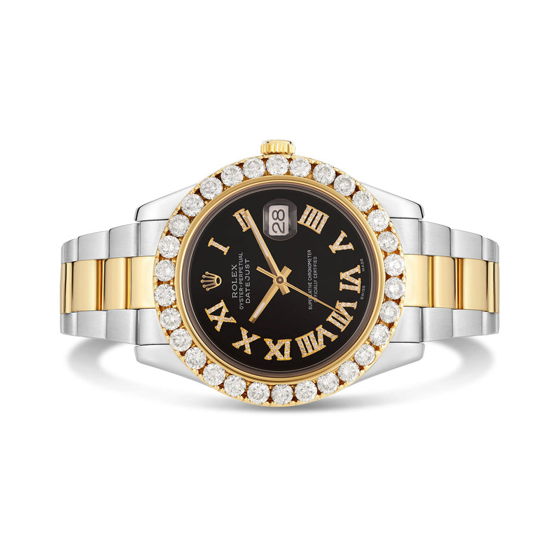 Rolex DateJust 41 mm with Black Diamond Dial with Two-Tone Oyster