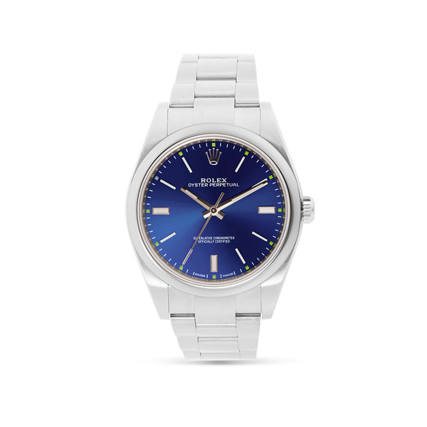 Oyster Perpetual 39 mm Blue Dial Domed Bezel Men's Watch