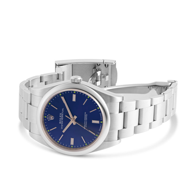 Oyster Perpetual 39 mm Blue Dial Domed Bezel Men's Watch