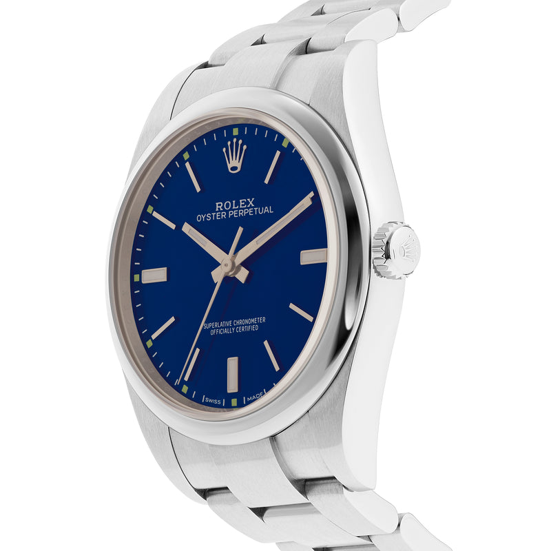 Oyster Perpetual 39 mm Blue Dial Domed Bezel Men's Watch