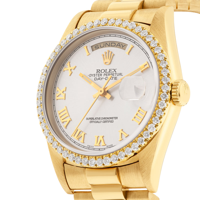 Rolex Day-Date 36mm White Diamond Dial With Presidential Bracelet