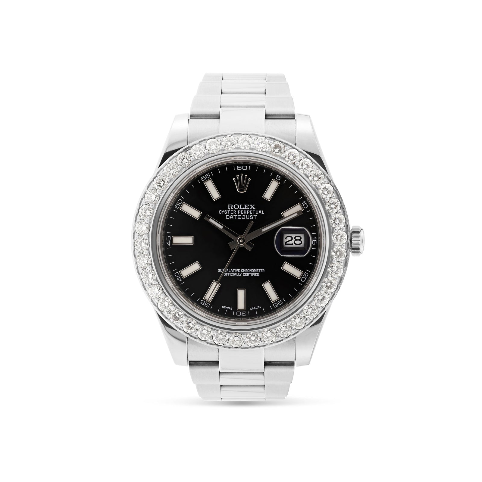 Rolex DateJust 41 mm with Diamond Bezel Black Dash Dial – SHYNE