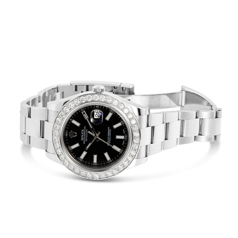 Rolex DateJust 41 mm with Diamond Bezel & Black Dash Dial