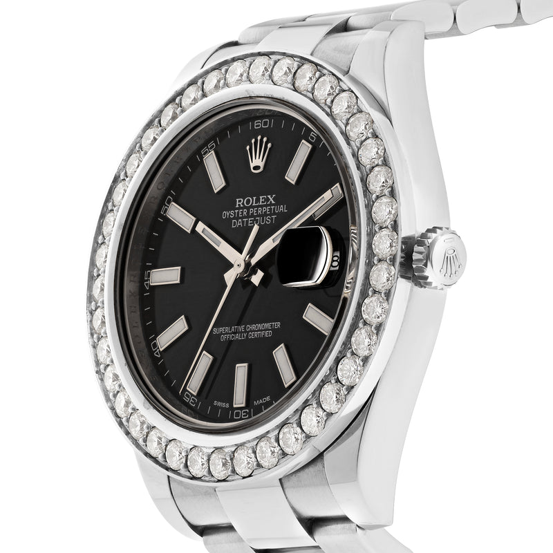 Rolex DateJust 41 mm with Diamond Bezel & Black Dash Dial