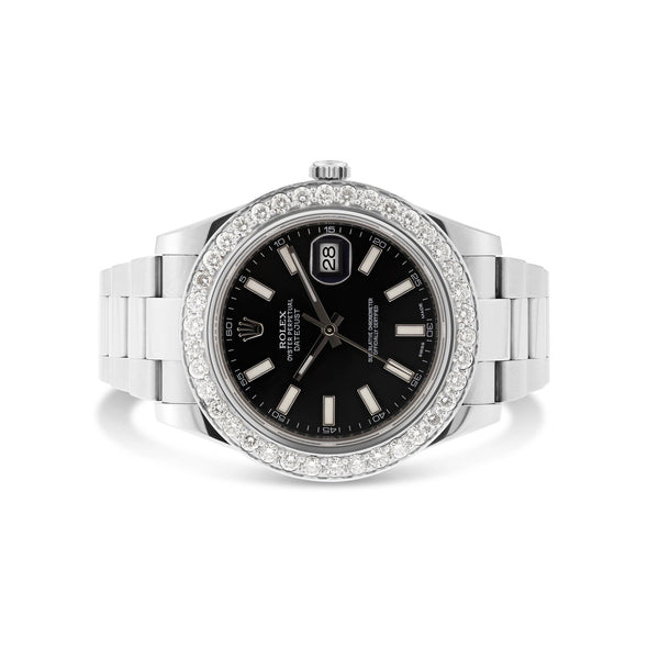 Rolex DateJust 41 mm with Diamond Bezel & Black Dash Dial