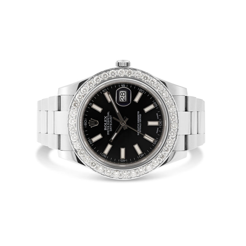 Rolex DateJust 41 mm with Diamond Bezel & Black Dash Dial
