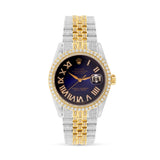 Rolex DateJust 36 mm Fully Iced Out with Diamond Bezel & Blue Dial