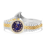 Rolex DateJust 36 mm Fully Iced Out with Diamond Bezel & Blue Dial