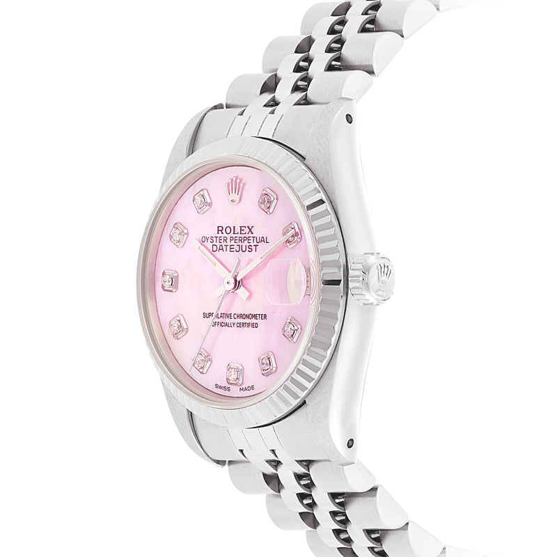 Women's Rolex Datejust 31mm Pink Mother Of Pearl Diamond Dial