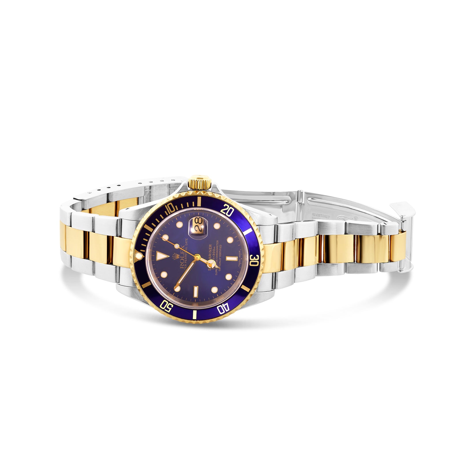 Rolex Submariner Date 18K Gold Steel Blue – SHYNE JEWELERS