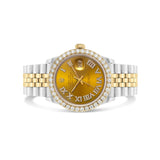 Two Tone 36 mm Rolex DateJust with 3 Carat Diamond Bezel