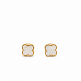 Mother of Pearl 18 Karat Yellow Gold Clover Stud Earring