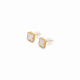 Mother of Pearl 18 Karat Yellow Gold Clover Stud Earring