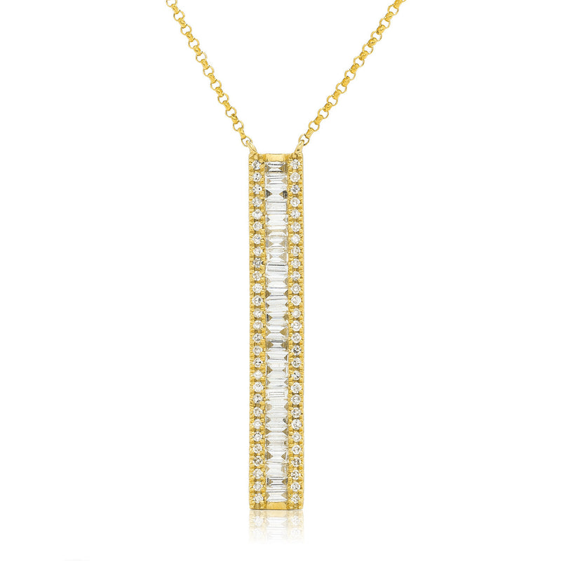 14k Yellow Gold 0.76ct Diamond Bar Necklace