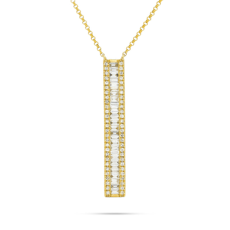 14k Yellow Gold 0.76ct Diamond Bar Necklace