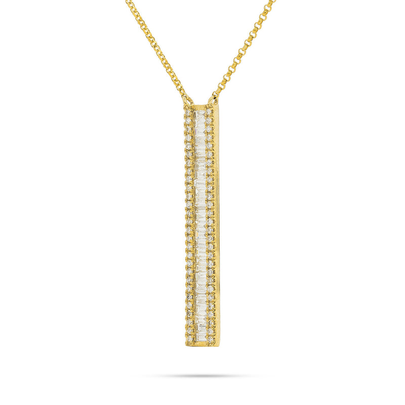 14k Yellow Gold 0.76ct Diamond Bar Necklace