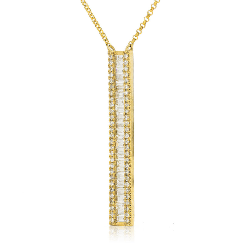 14k Yellow Gold 0.76ct Diamond Bar Necklace
