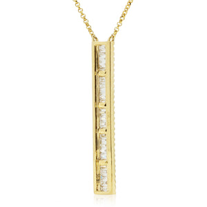 14k Yellow Gold 0.76ct Diamond Bar Necklace