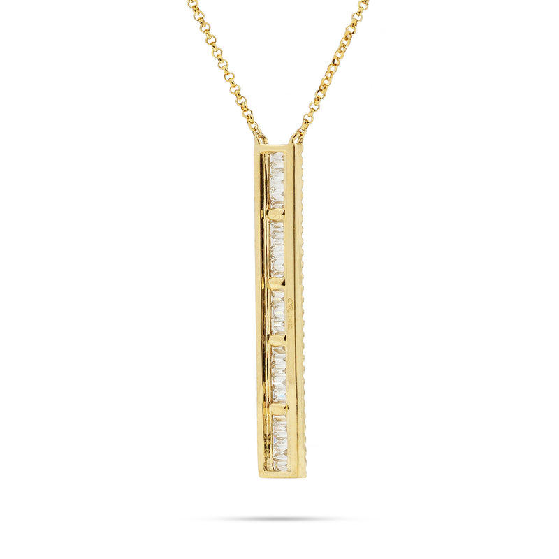 14k Yellow Gold 0.76ct Diamond Bar Necklace