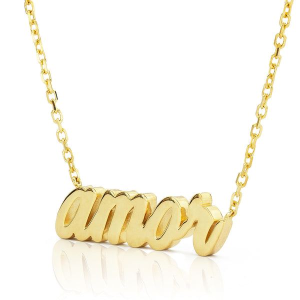 14K Yellow Gold Amor Spanish Love Pendant