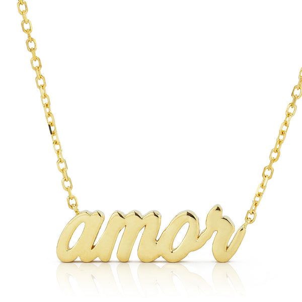 14K Yellow Gold Amor Spanish Love Pendant