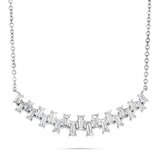 18K White Gold 1.21ct  Baguette Curved Bar Necklace