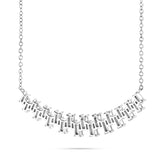 18K White Gold 1.21ct  Baguette Curved Bar Necklace