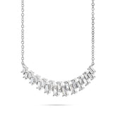 18K White Gold 1.21ct  Baguette Curved Bar Necklace