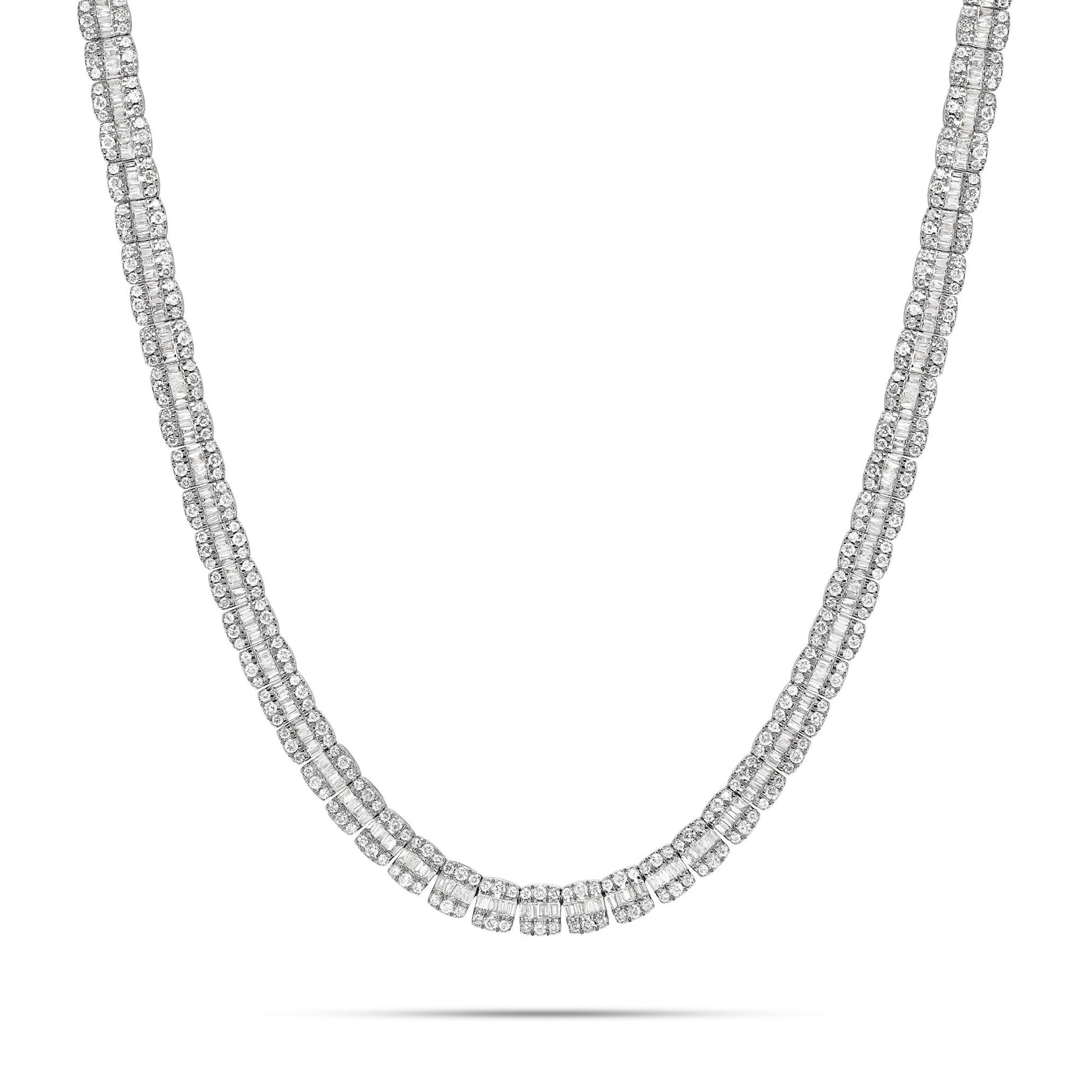 10K White Gold 164ctw Baguette Diamond Chain